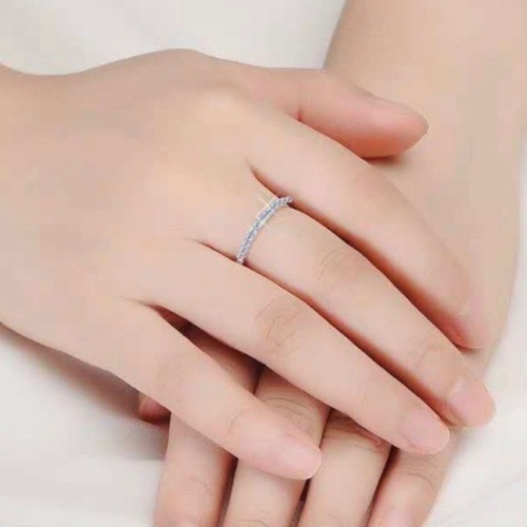 NEW 18K White Gold Diamond Eternity Stackable Ring - Picture 2 of 8